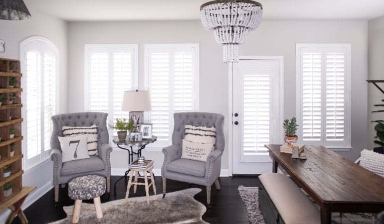 Plantation shutters in a Cleveland living room